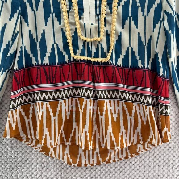 Maeve Top 2 Green Arrow Print Western Rohana V-Neck Long Sleeve Lightweight - Picture 5 of 13